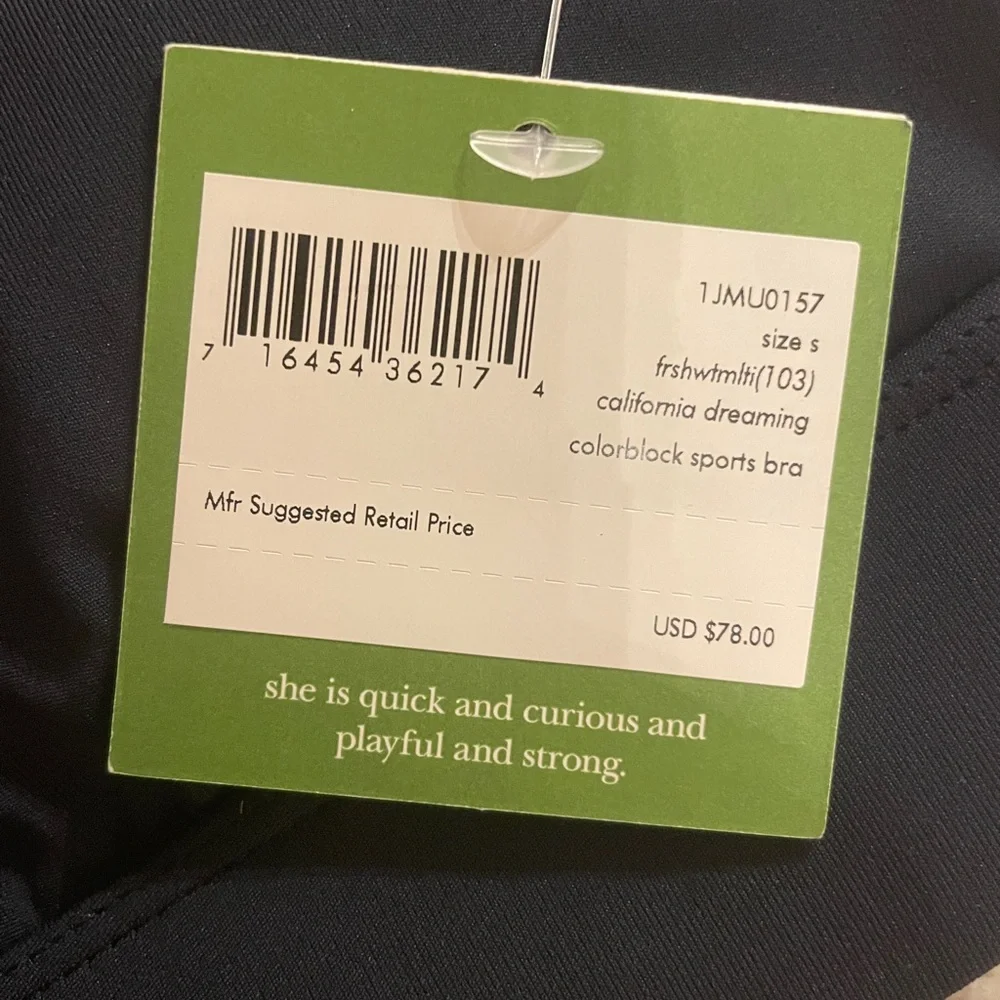 Kate Spade New York Navy White Colorblock Sports Bra Tank Size Small NWT